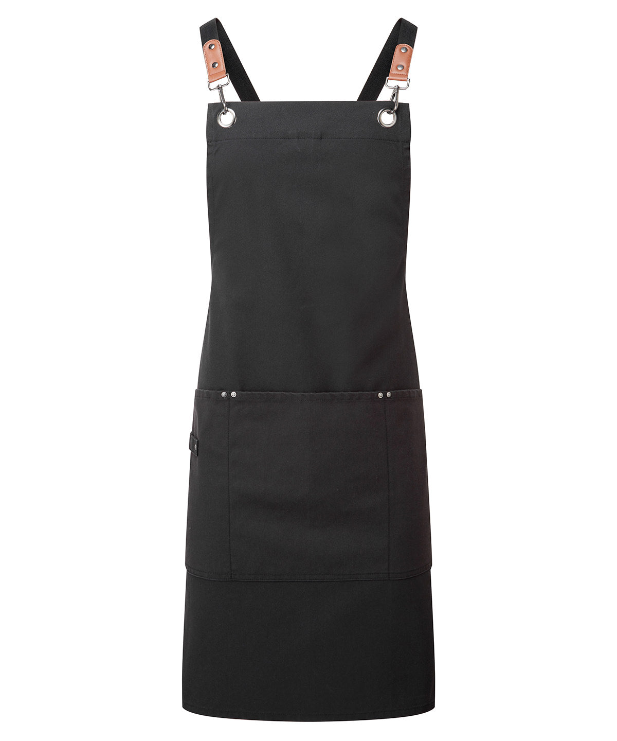 Clip ‘n’ Clasp cross-back bib apron - PR182 - Black One size - Customisable Aprons