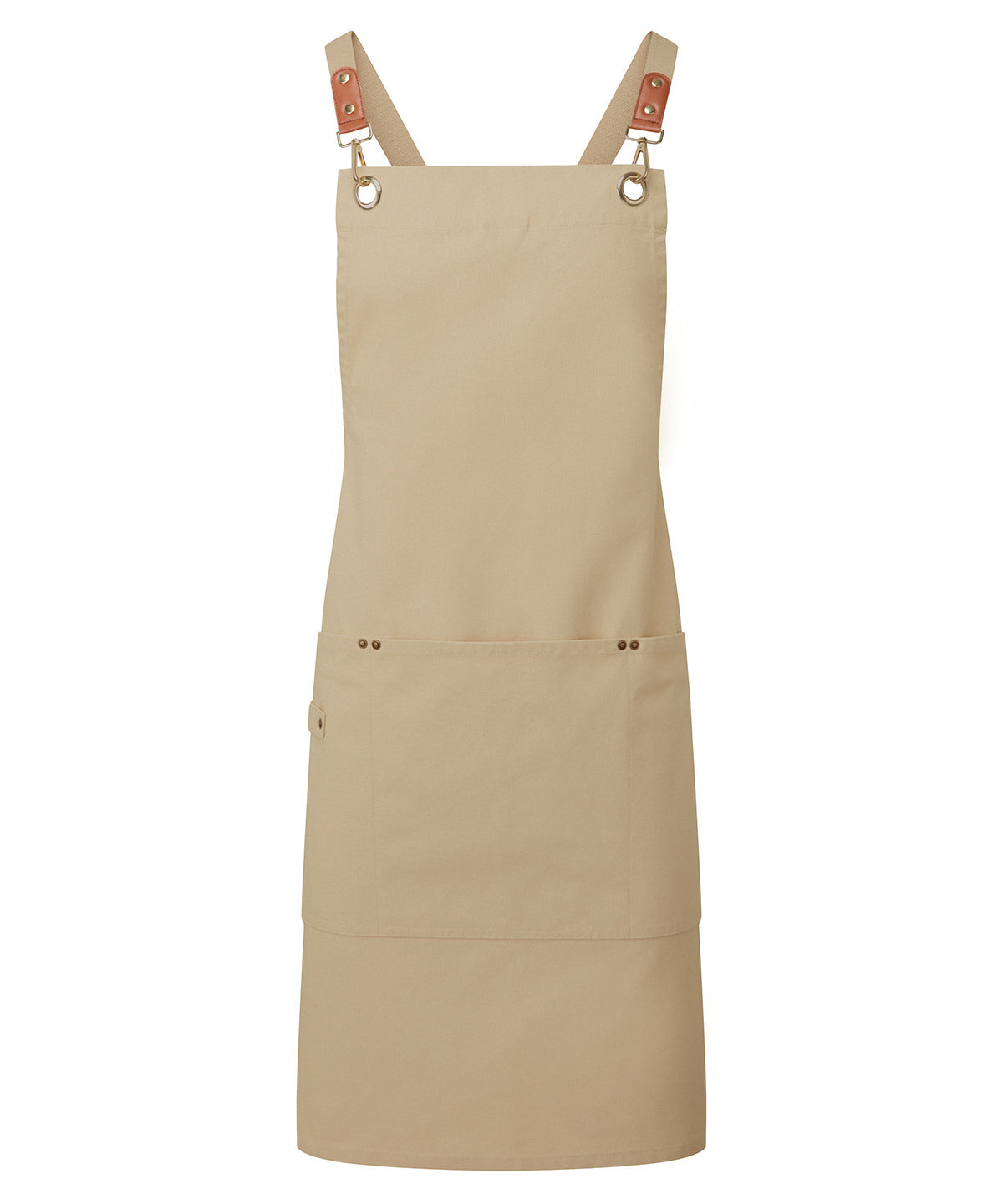 Clip ‘n’ Clasp cross-back bib apron - PR182 - Khaki One size - Customisable Aprons