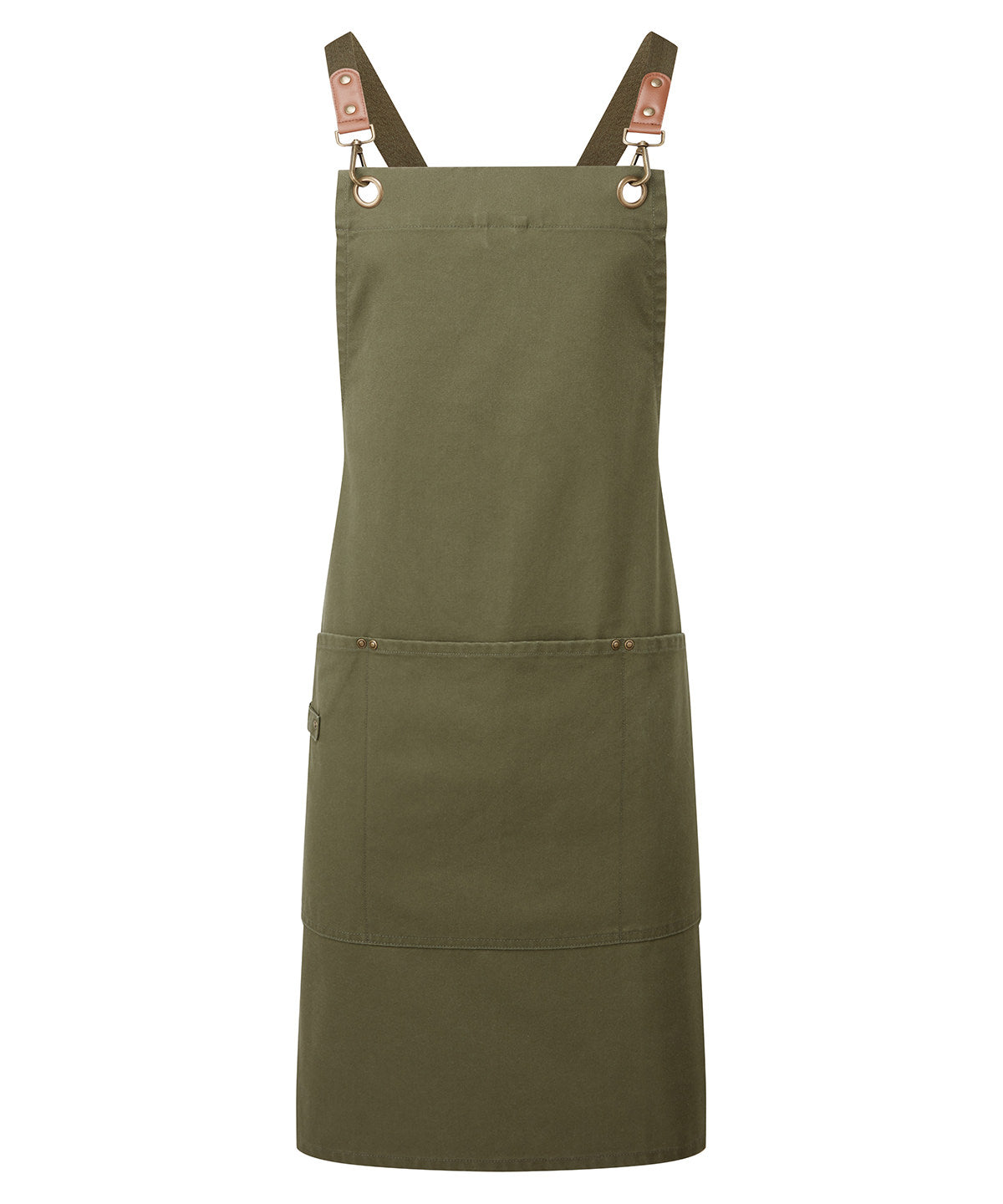 Clip ‘n’ Clasp cross-back bib apron - PR182 - Olive One size - Customisable Aprons