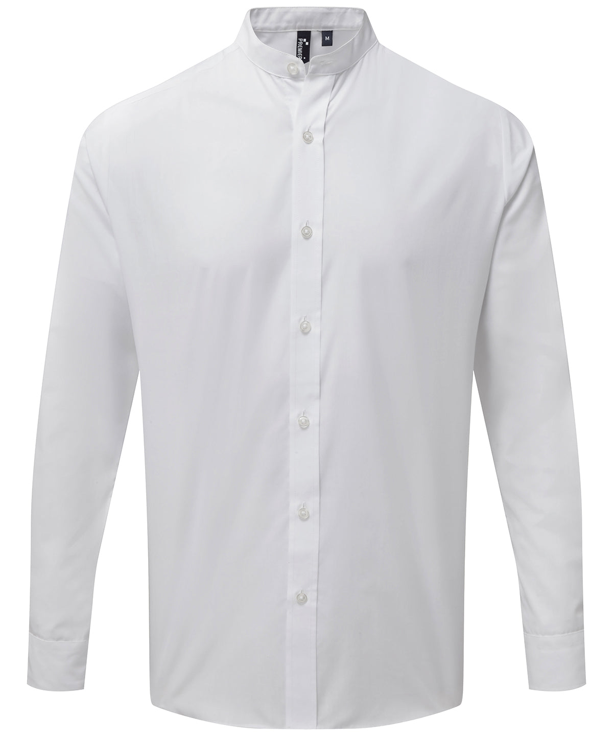 Banded collar grandad long sleeve shirt - PR258 - White - Customisable Shirts