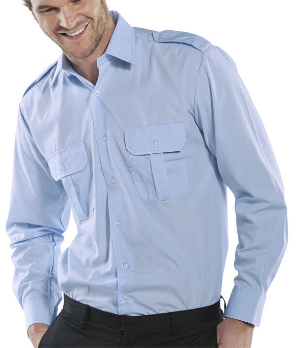 Pilot Shirt Long Sleeve - PSLS - Sky Blue - Customisable Shirts