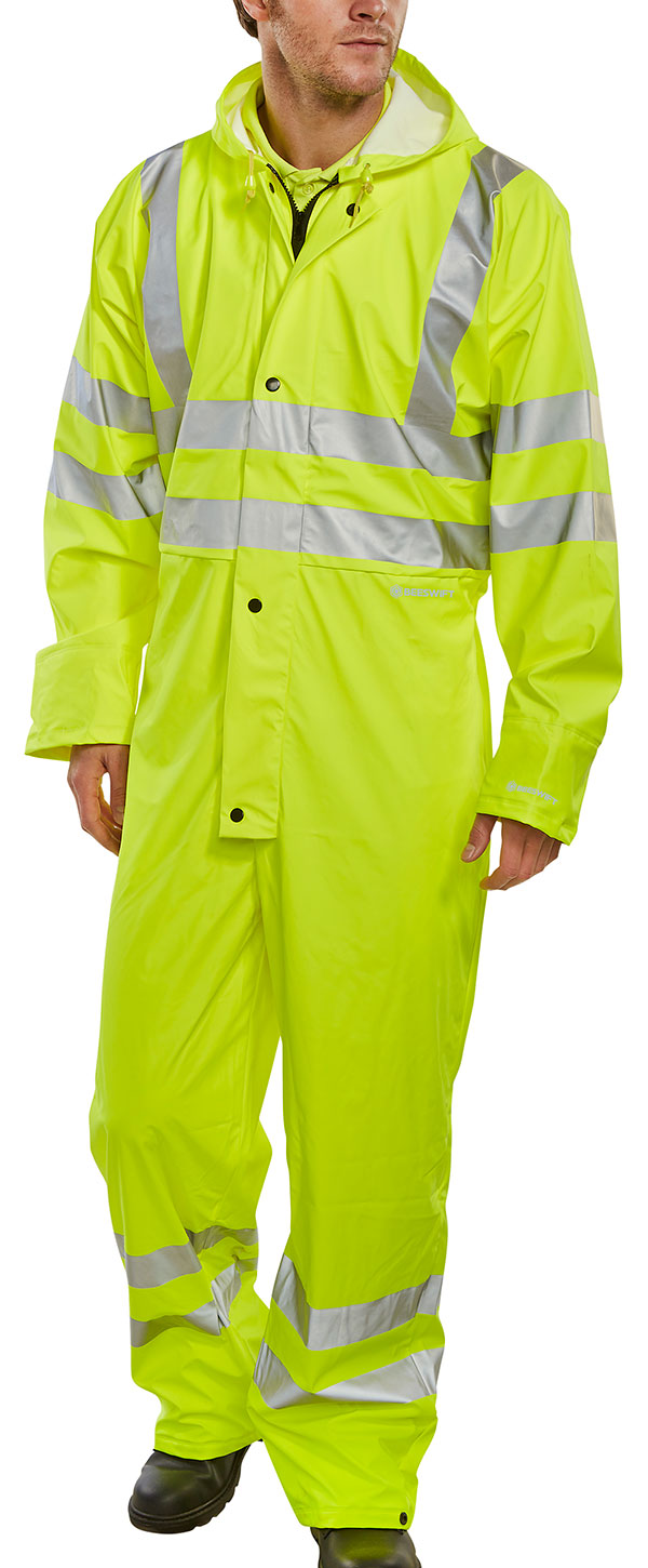 Beeswift Hi Vis Pu Breathable Coverall Puc471 - Saturn Yellow - Customisable Coveralls