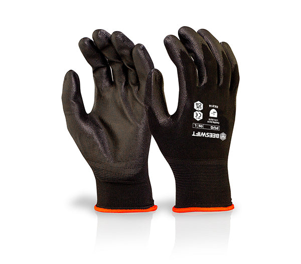 Beeswift Pu Coated Gloves Pug - Black - Customisable Polyurethane