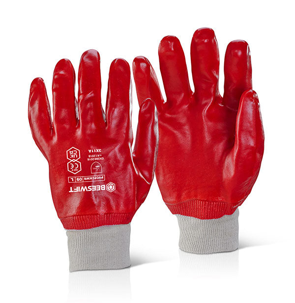 BEESWIFT PVC FULLY COATED KNITTED WRIST GLOVE - - Customisable PVC