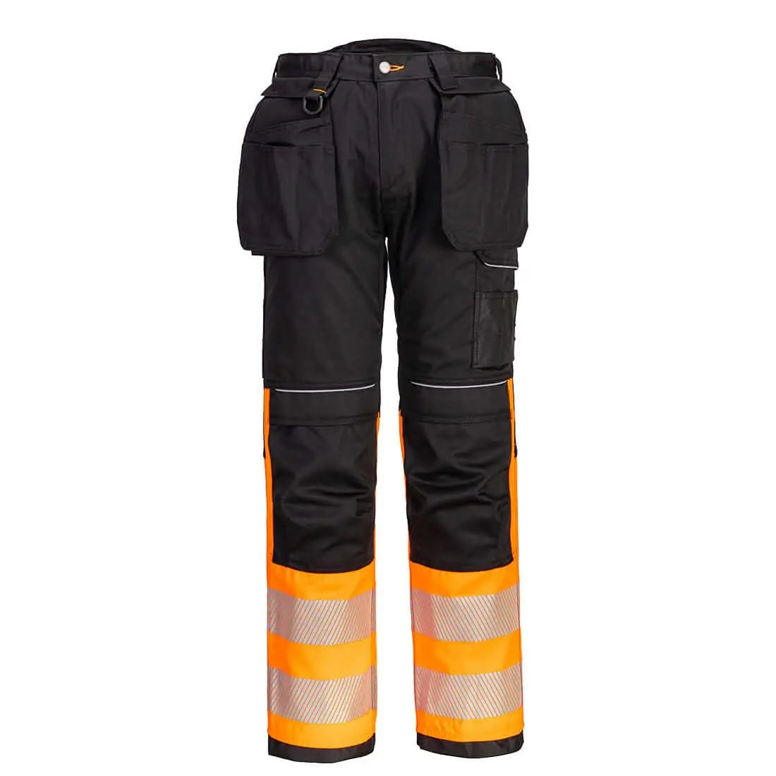 Pw3 Hi Vis Class 1 Holster Pocket Trousers Pw307 - Orange Black - Customisable Holster Trousers