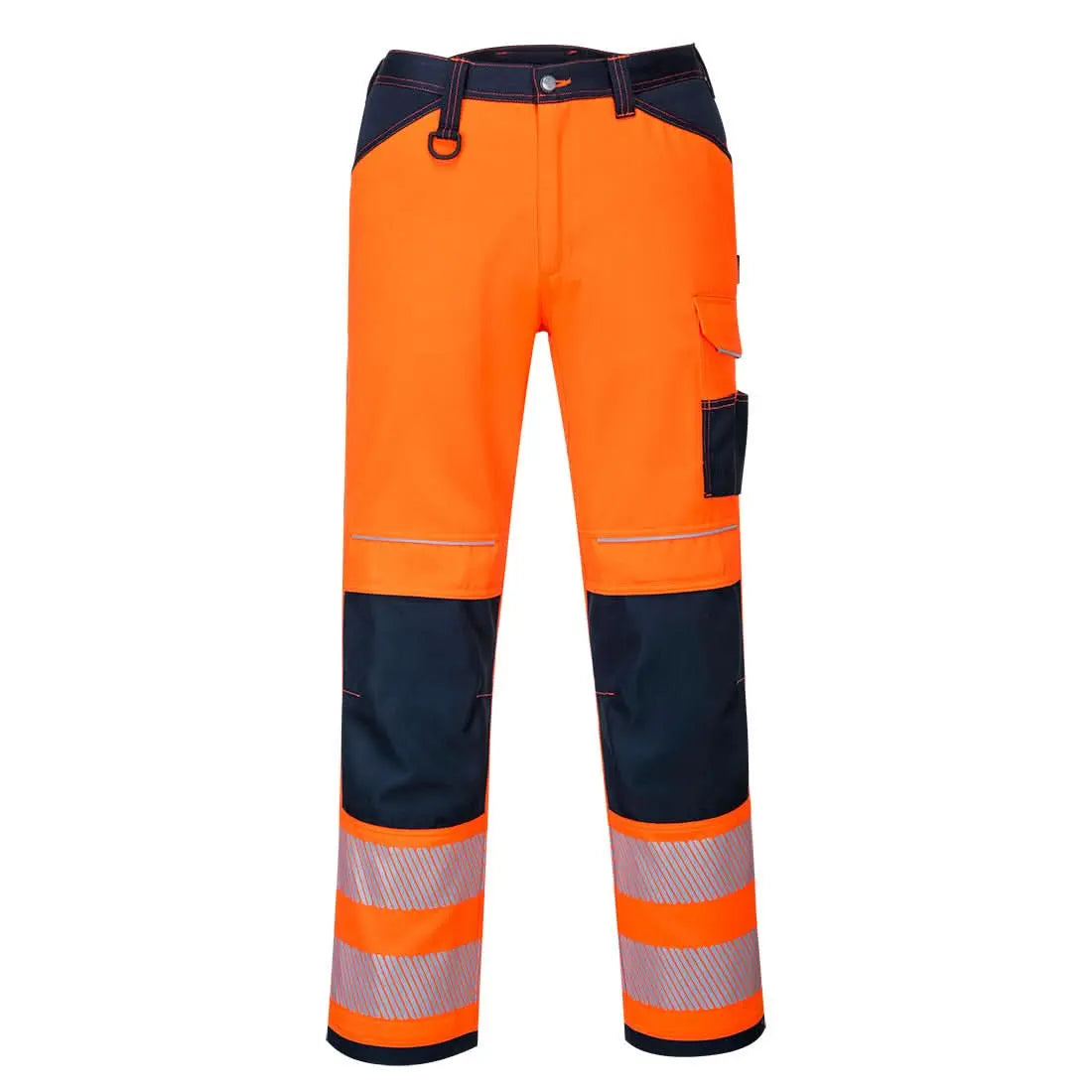 Pw3 Hi Vis Work Trousers Pw340 - Orange Navy - Customisable Work Trousers