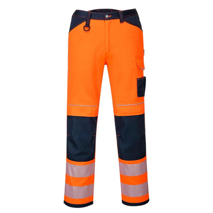 Pw3 Hi Vis Work Trousers Pw340 - Orange Navy - Customisable Work Trousers