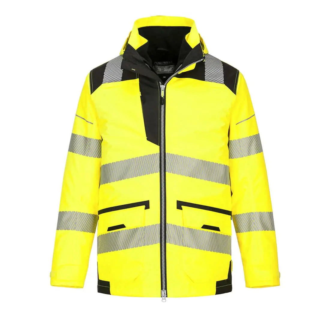 Pw3 Hi Vis Breathable 5 In 1 Jacket Pw367 - Yellow Black - Customisable Multi-Way Jackets