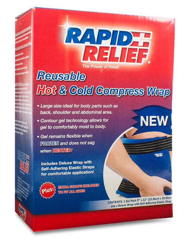Rapid Relief Rapid Relief Deluxe Reusable Hot Cold Compress Wrap X Ra11290 - Blue 13" - Customisable Therapy