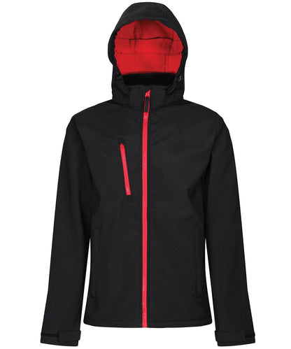 Regatta Professional Venturer 3 layer hooded softshell jacket RG152 - Black Red - Customisable Softshell Jacket