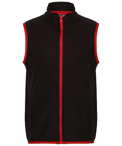 Regatta Junior Kids microfleece bodywarmer RG333 - Black Classic Red - Customisable Bodywarmers