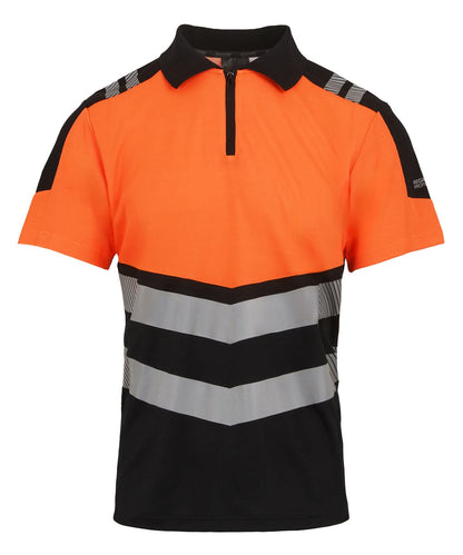 Regatta High Visibility Hi Vis X Pro Polo Class 1 RG482 - Black Orange - Customisable Hi-Vis Polos