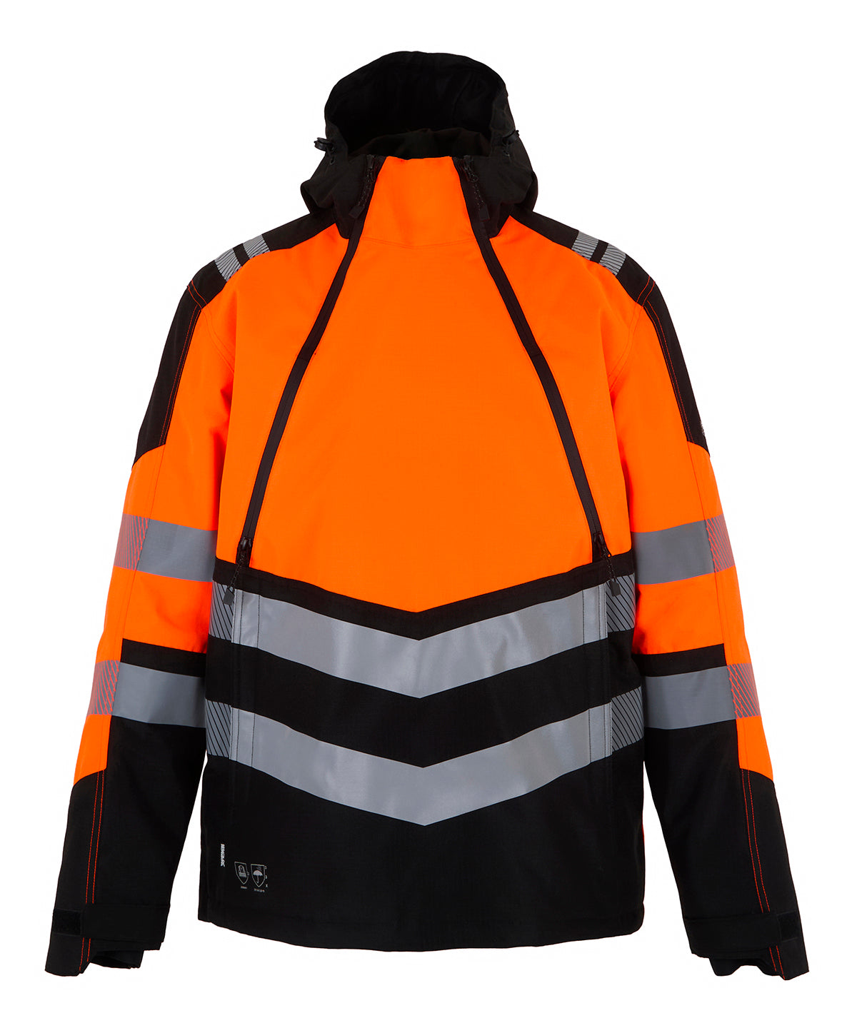 Hi-vis X-Pro waterproof overhead jacket - RG494 - Black Orange - Customisable Jackets