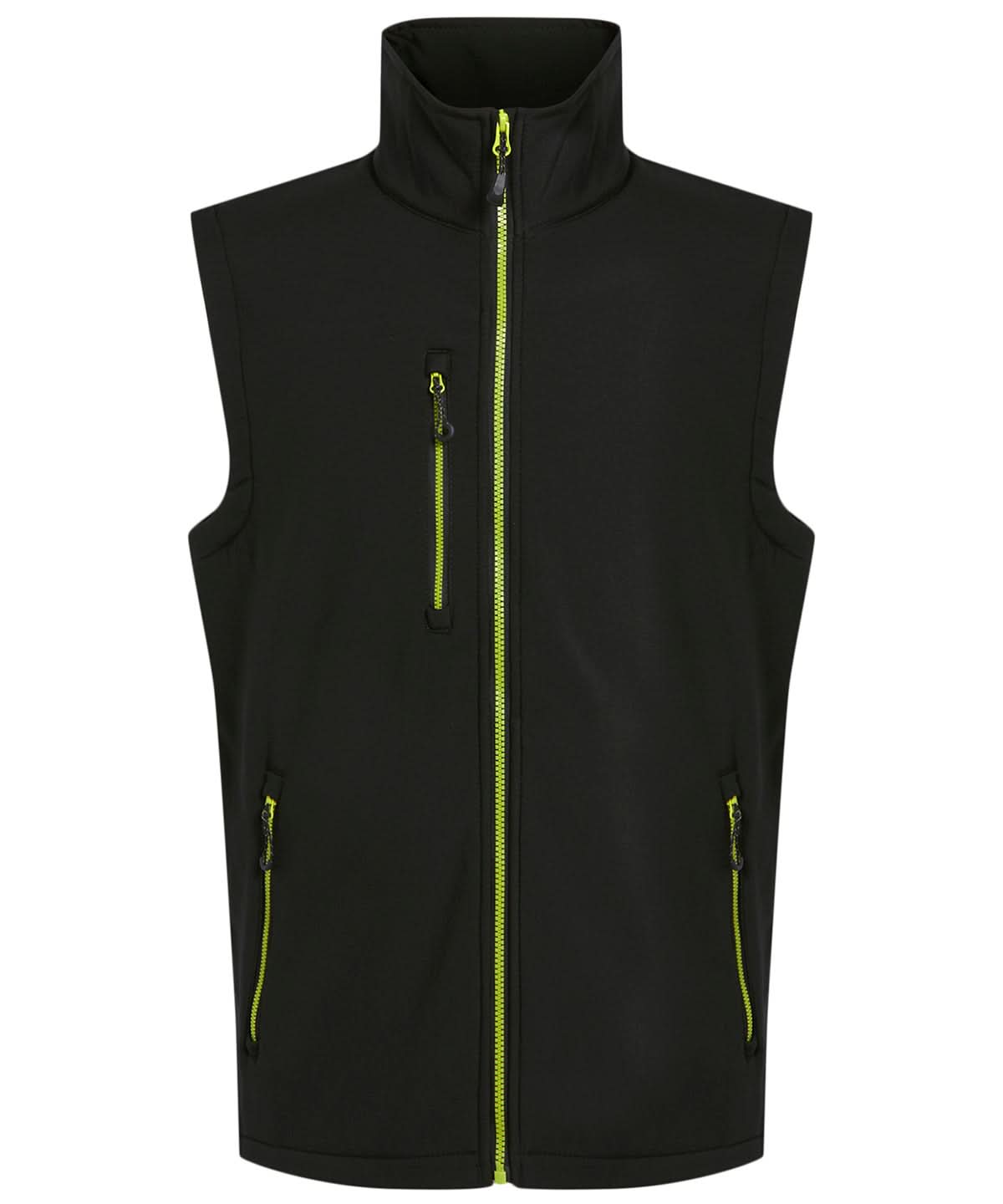 Regatta Professional Navigate 2 layer softshell bodywarmer RG595 - Black Lime - Customisable Bodywarmers