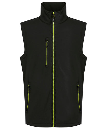 Regatta Professional Navigate 2 layer softshell bodywarmer RG595 - Black Lime - Customisable Bodywarmers