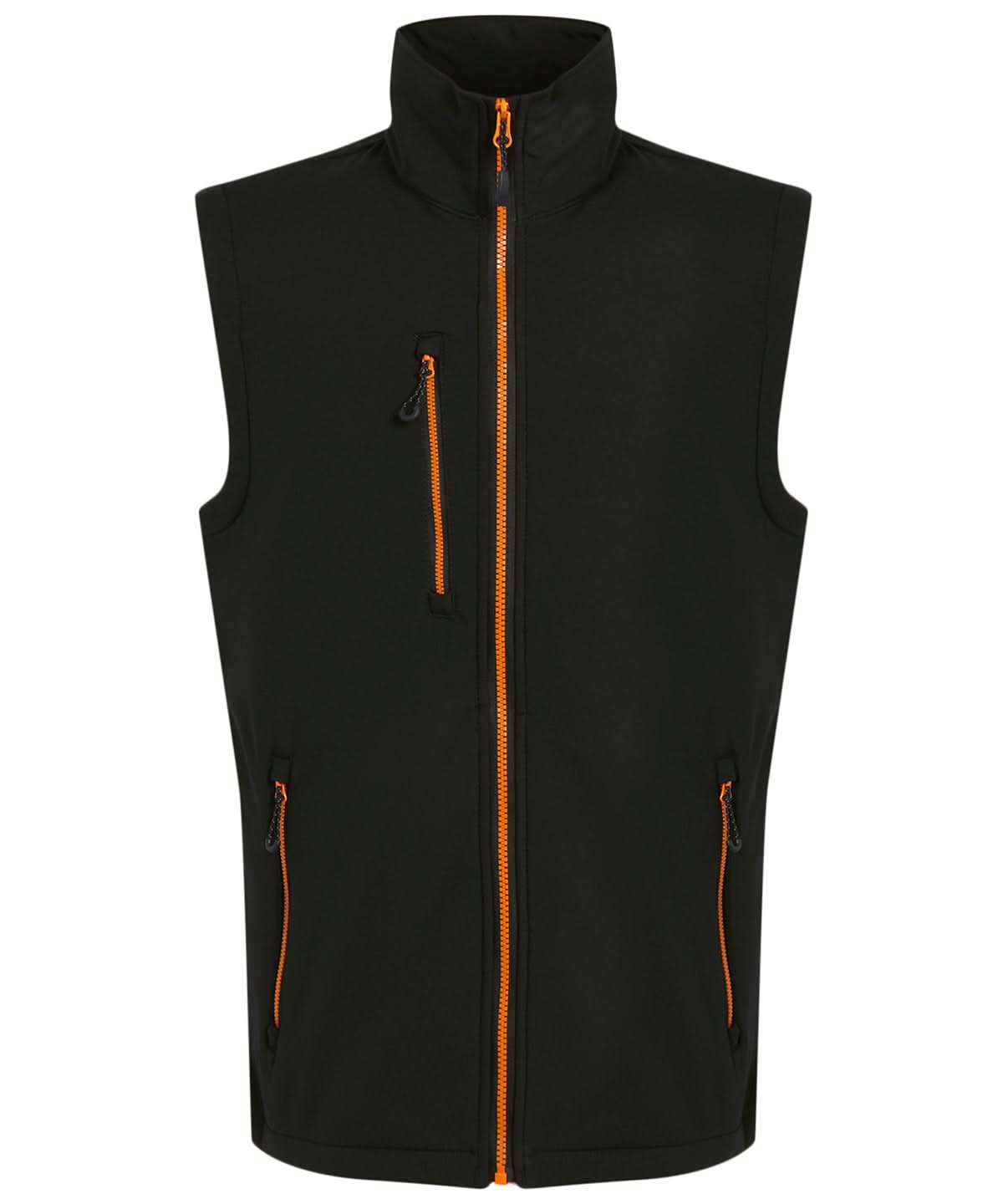 Regatta Professional Navigate 2 layer softshell bodywarmer RG595 - Black Orange Pop - Customisable Bodywarmers