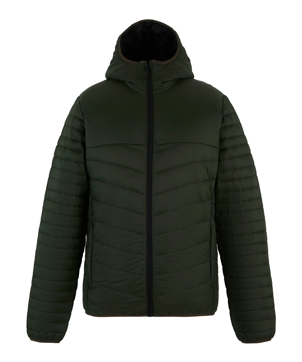 Loftlite hooded baffle jacket - RG690 - Dark Khaki Black - Customisable Jackets
