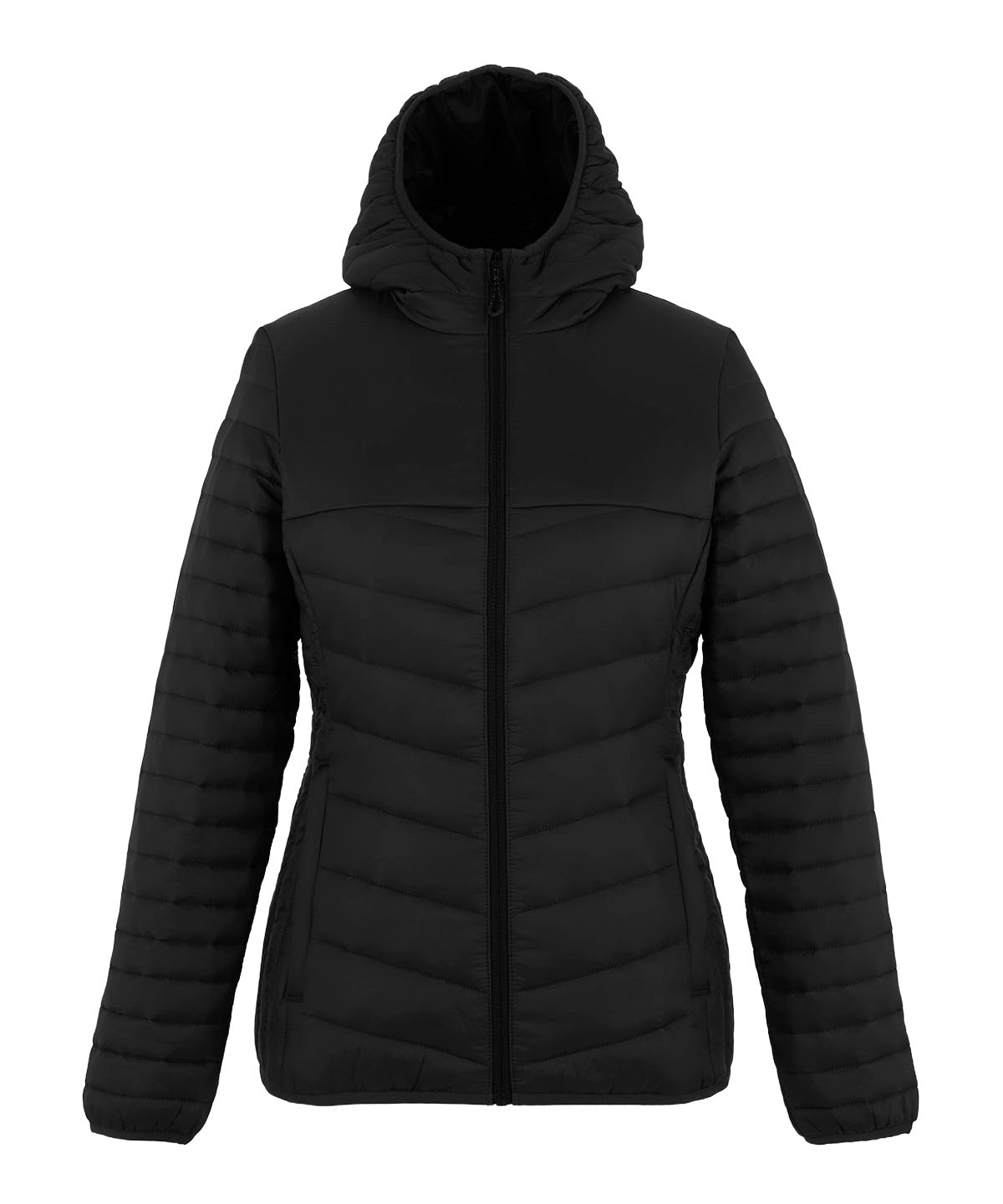 Loftlite women’s hooded baffle jacket - RG691 - Black Black - Customisable Jackets