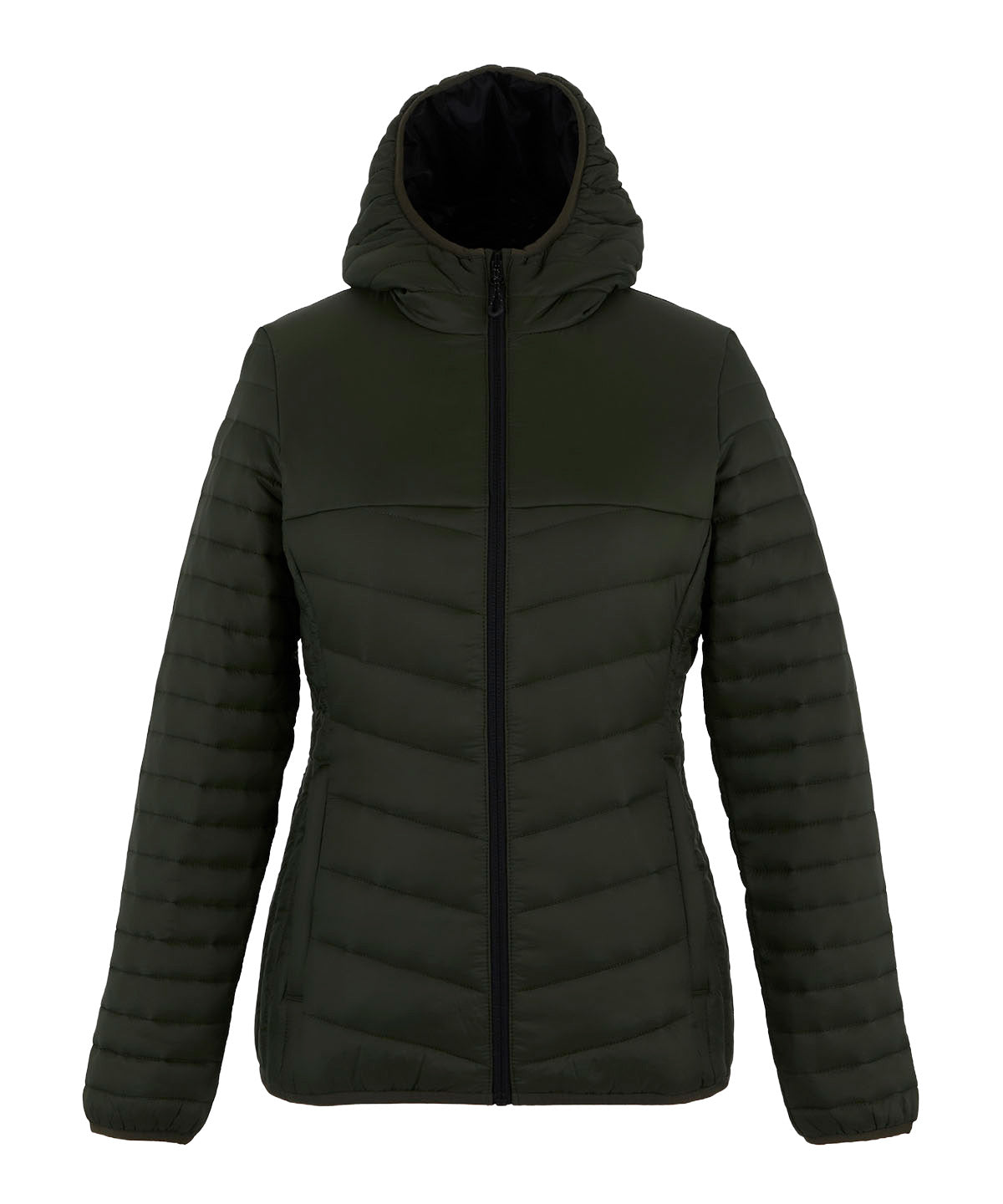 Loftlite women’s hooded baffle jacket - RG691 - Dark Khaki Black - Customisable Jackets