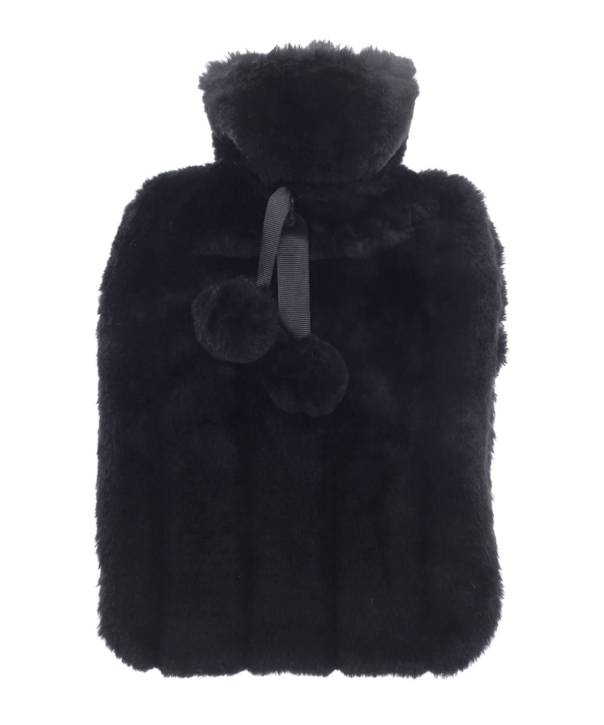 Ribbon Luxury classic faux fur hot water bottle and cover RI011 - Black 2 Litre - Customisable Hot Water Bottles &amp; Covers