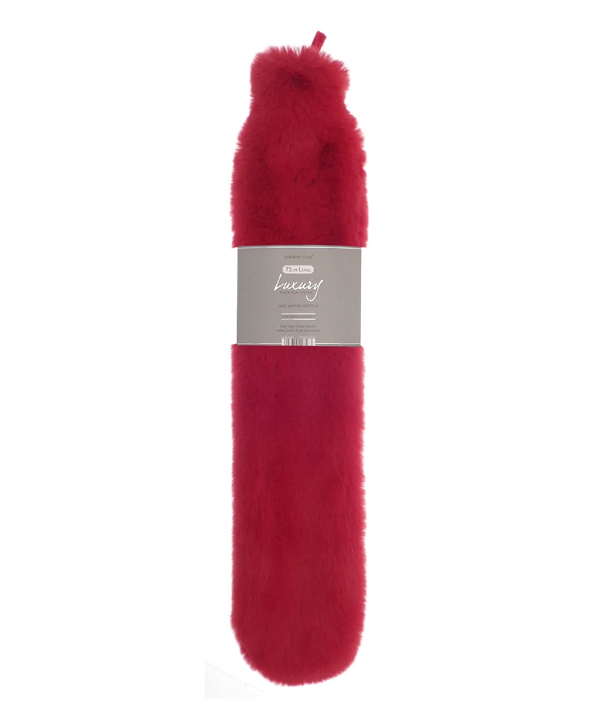 Ribbon Super luxury faux fur long hot water bottle and cover RI022 - Scarlet Red One size - Customisable Hot Water Bottles &amp; Covers
