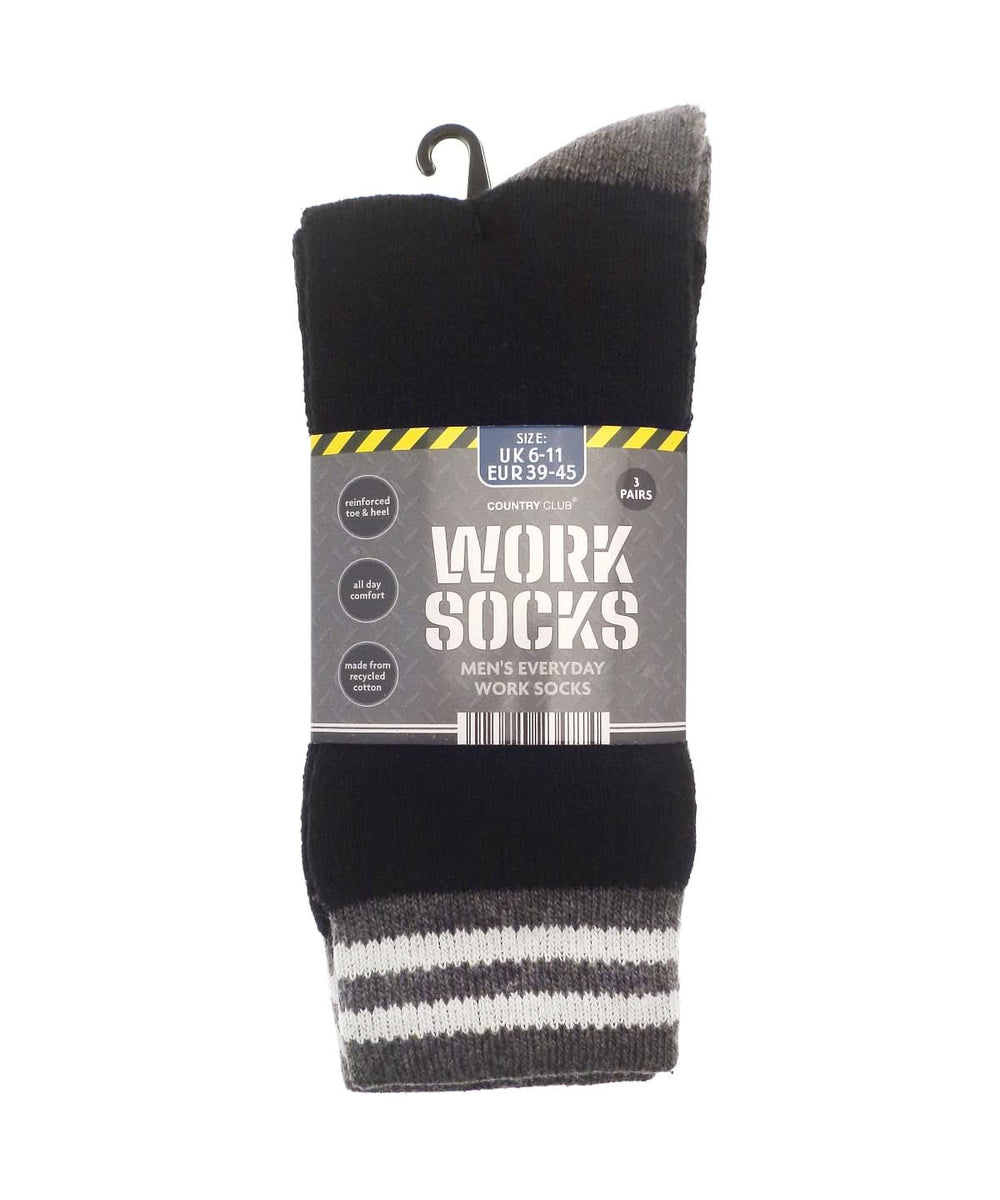 Mens 3 pack work socks recycled cotton - RI024