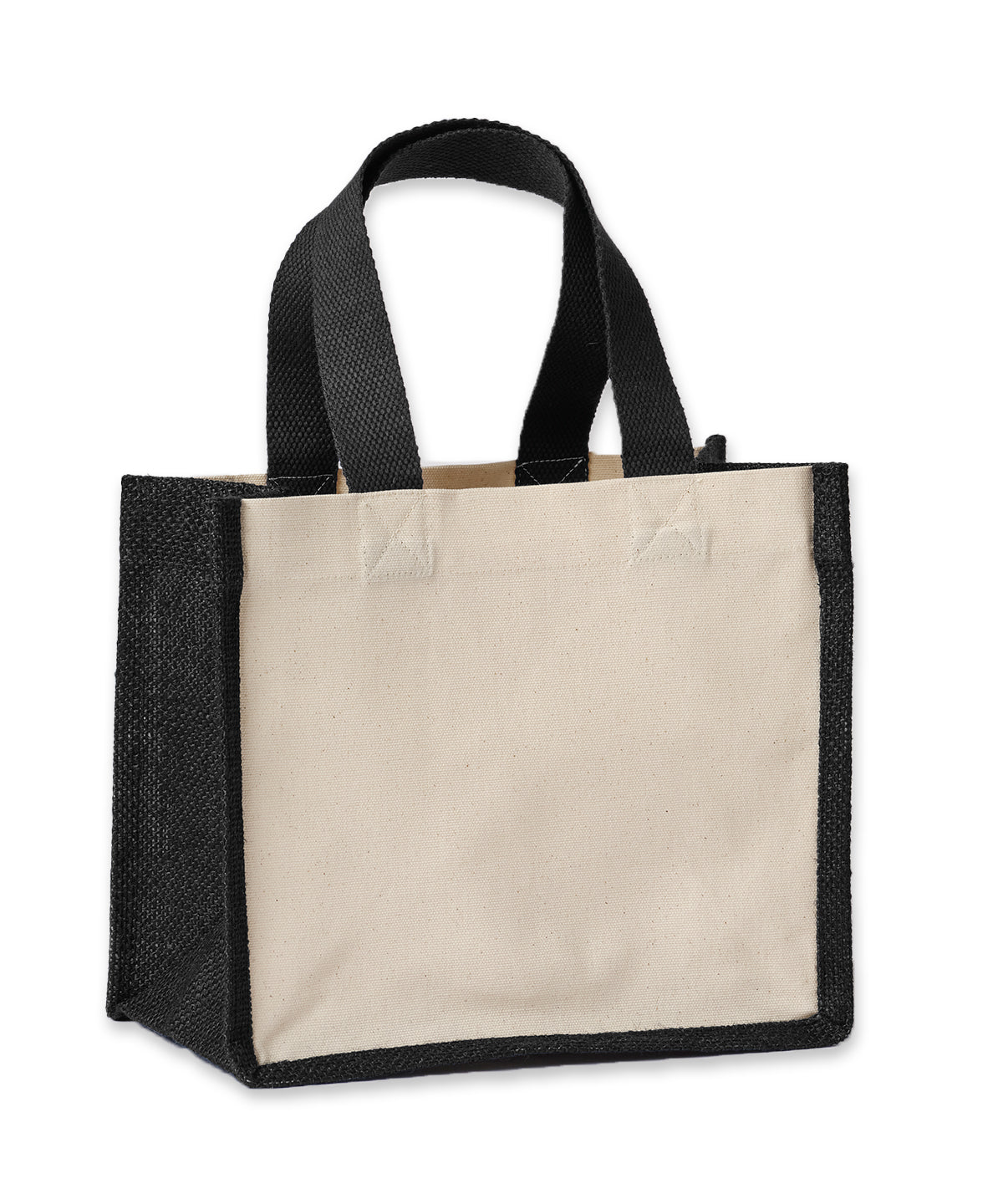 Jute canvas panel shopper - RL201 - Natural Black - Customisable Bags