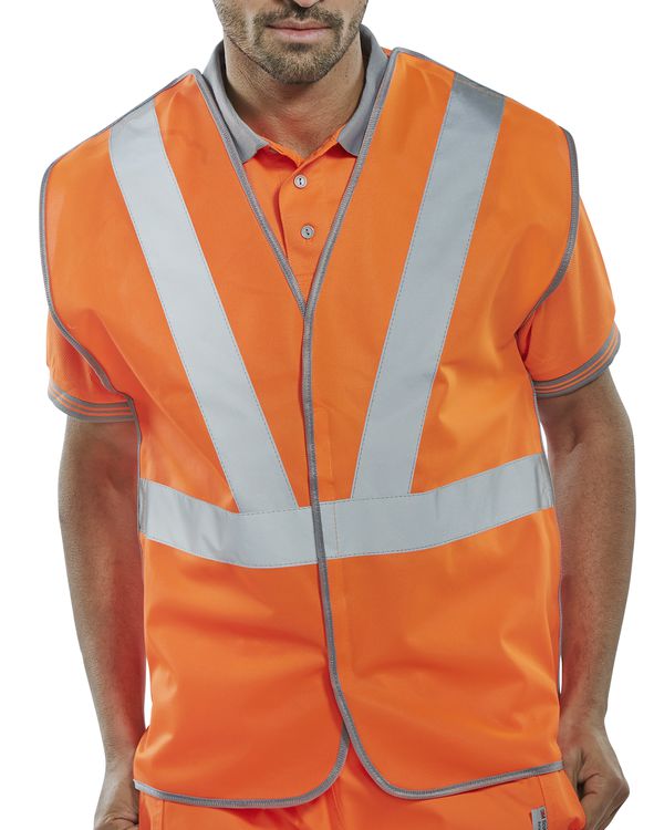 Beeswift Hi Vis Rail Spec Vest (Polyester) Rsv02 P - Orange - Customisable Hi-Vis Vest