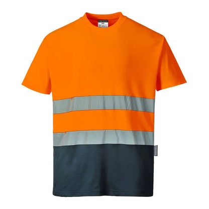 Hi Vis Cotton Comfort Contrast T Shirt S/S S173 - Orange Navy - Customisable T-Shirt