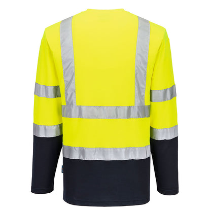 Hi-Vis Cotton Contrast Long Sleeve T-Shirt - S280 - - Customisable Hi-Vis T-Shirts