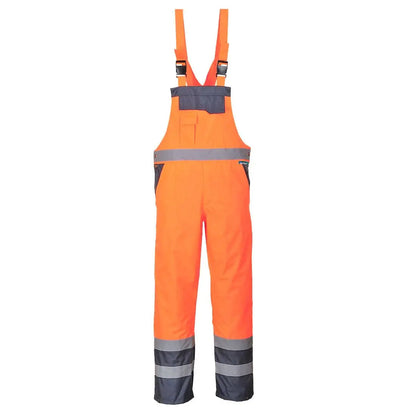 Hi Vis Breathable Contrast Rain Bib And Brace S488 - Orange Navy - Customisable Bib &amp; Braces
