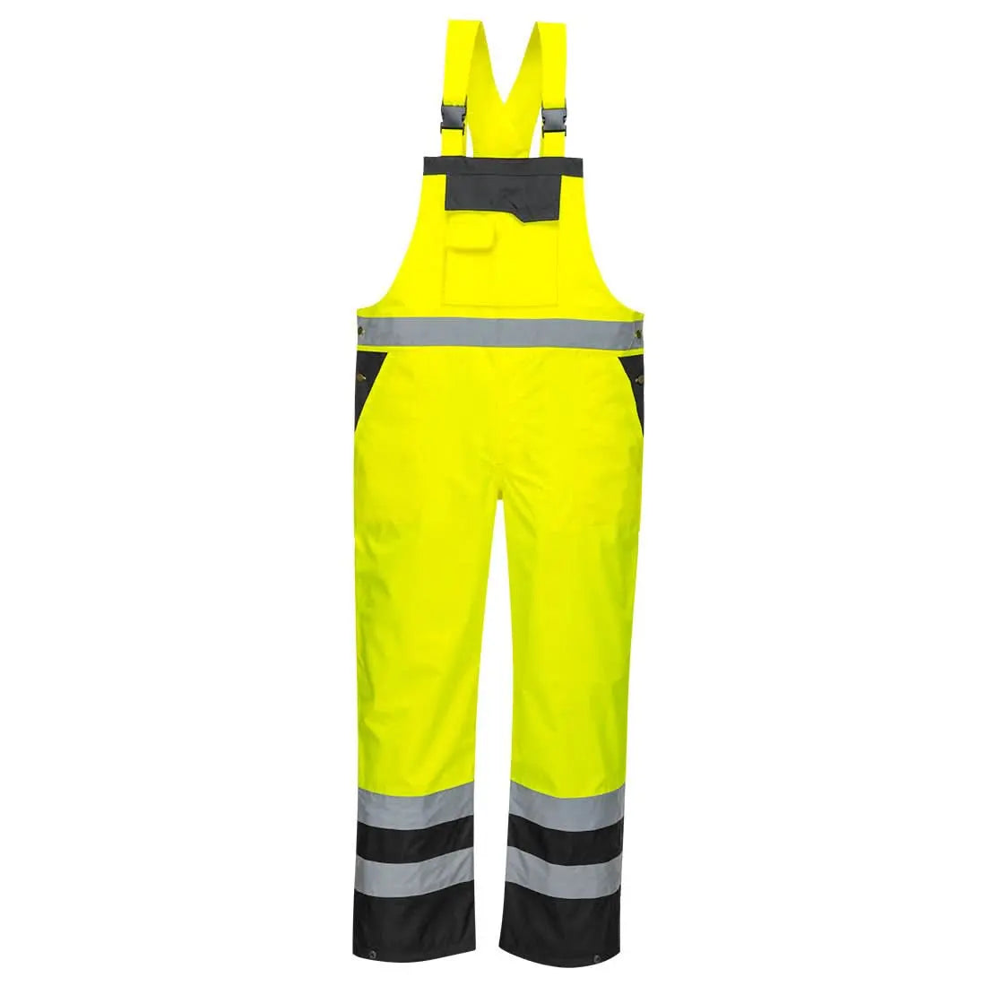 Hi Vis Breathable Contrast Rain Bib And Brace S488 - Yellow Black - Customisable Bib &amp; Braces