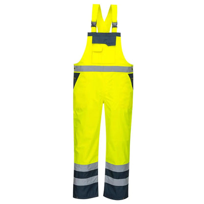 Hi Vis Breathable Contrast Rain Bib And Brace S488 - Yellow Navy - Customisable Bib &amp; Braces