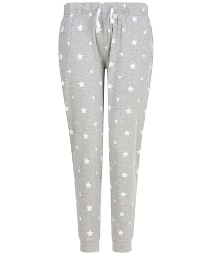 SF Womens cuffed lounge pants SK085 - Heather Grey White Stars - Customisable Loungewear Bottoms