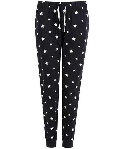 SF Womens cuffed lounge pants SK085 - Navy White Stars - Customisable Loungewear Bottoms