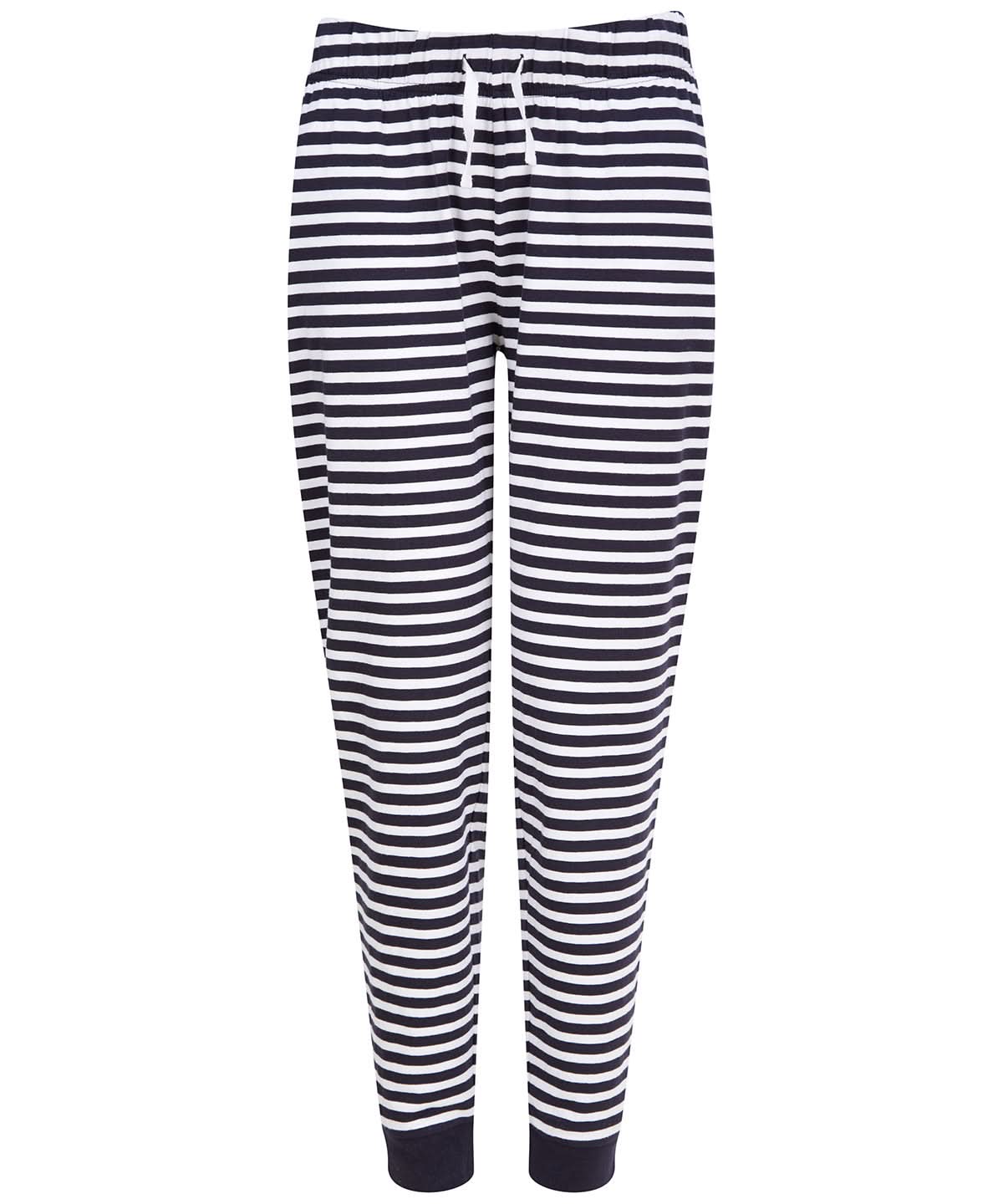 SF Womens cuffed lounge pants SK085 - Navy White Stripes - Customisable Loungewear Bottoms