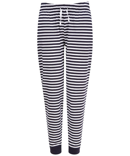 SF Womens cuffed lounge pants SK085 - Navy White Stripes - Customisable Loungewear Bottoms