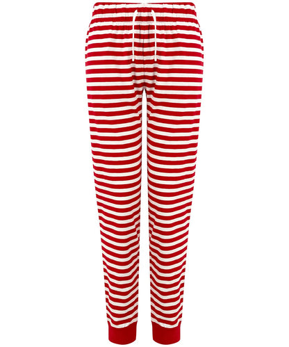 SF Womens cuffed lounge pants SK085 - Red White Stripes - Customisable Loungewear Bottoms