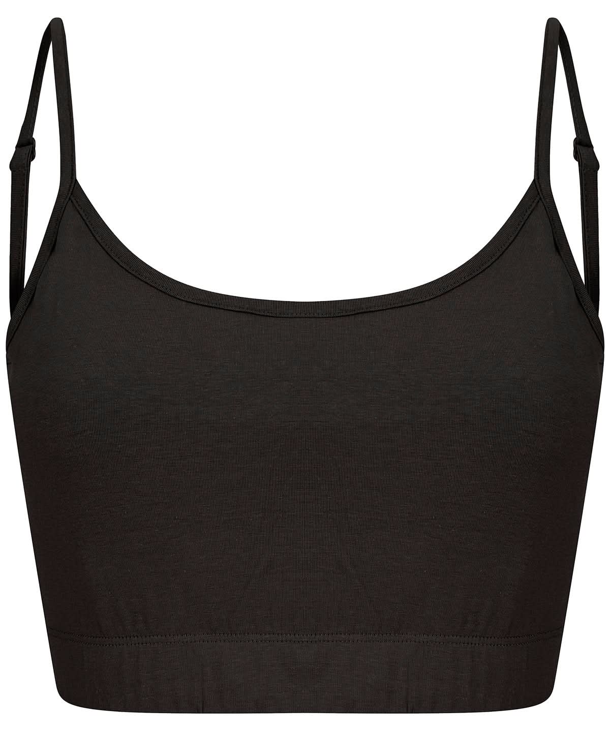 SF Womens sustainable fashion cropped cami top with adjustable straps SK230 - Black - Customisable T-Shirt