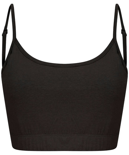 SF Womens sustainable fashion cropped cami top with adjustable straps SK230 - Black - Customisable T-Shirt