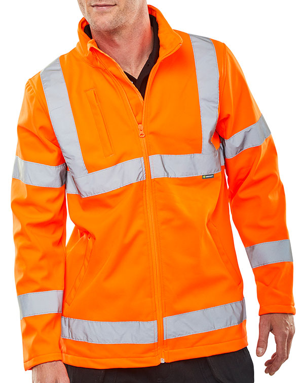 Beeswift Hi Vis Soft Shell Lightweight Rail Spec Jacket Ss20471 Or - Orange - Customisable Jacket