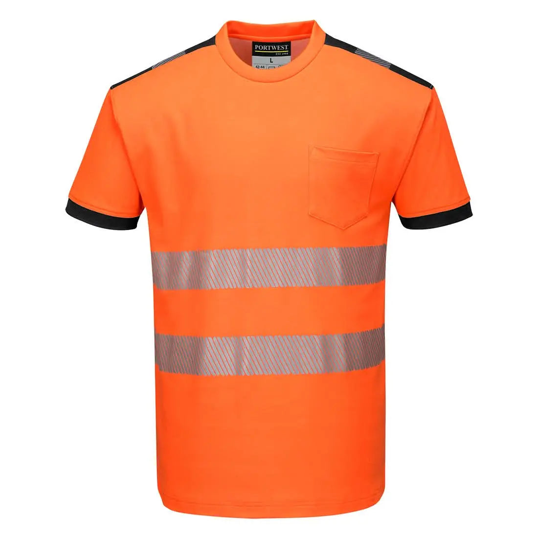 Pw3 Hi Vis Cotton Comfort T Shirt S/S T181 - Orange Black - Customisable T-Shirt