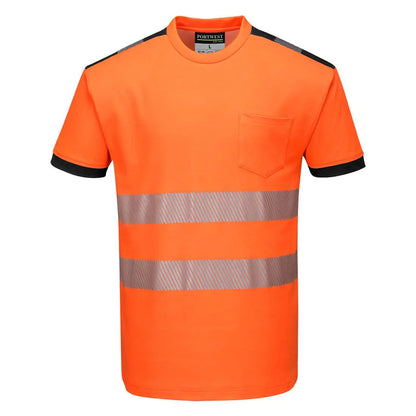 Pw3 Hi Vis Cotton Comfort T Shirt S/S T181 - Orange Black - Customisable T-Shirt