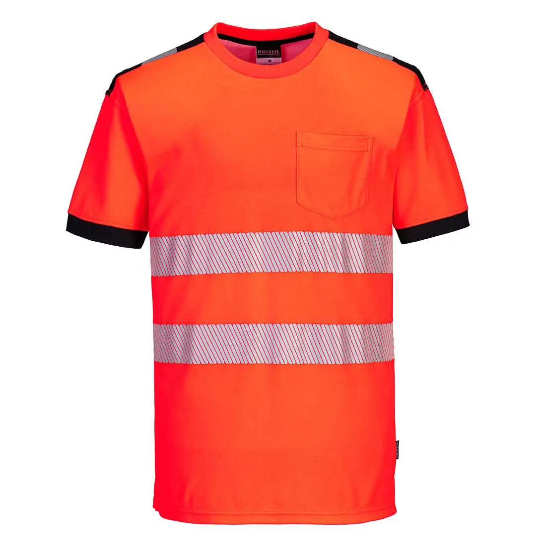 Pw3 Hi Vis Cotton Comfort T Shirt S/S T181 - Red Black - Customisable T-Shirt