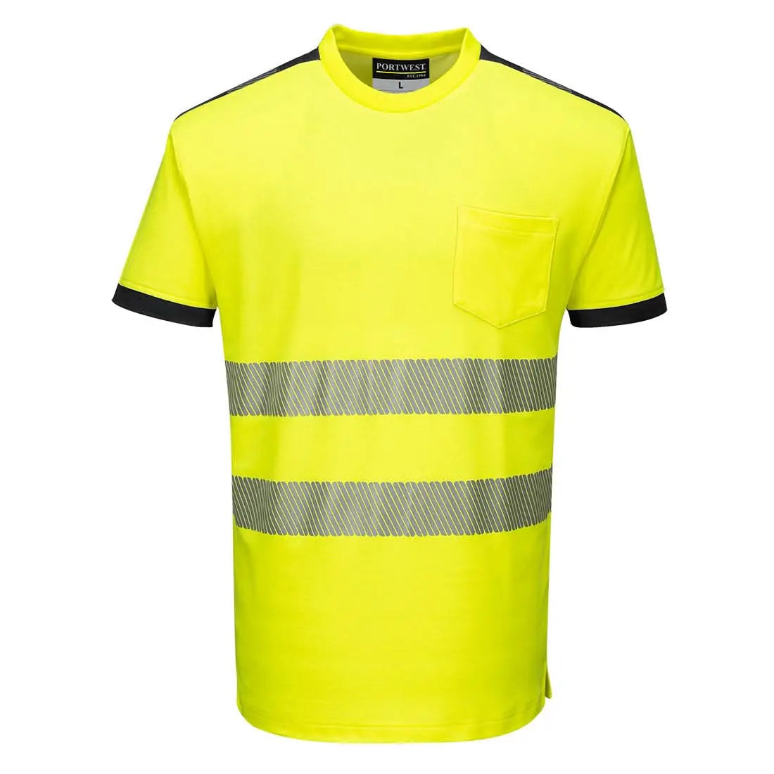 Pw3 Hi Vis Cotton Comfort T Shirt S/S T181 - Yellow Black - Customisable T-Shirt