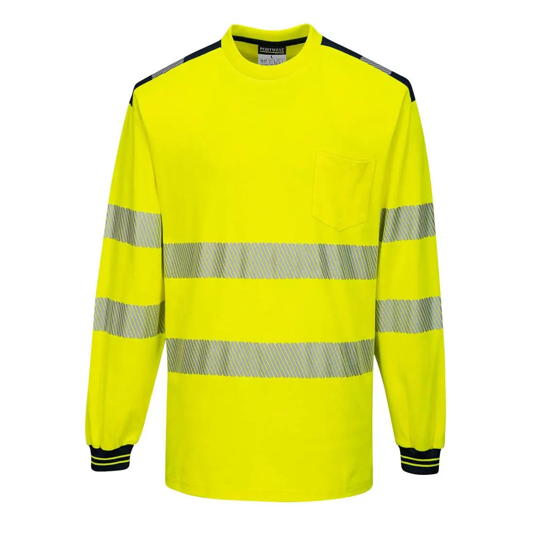 Pw3 Hi Vis Cotton Comfort T Shirt L/S T185 - Yellow Black - Customisable T-Shirt