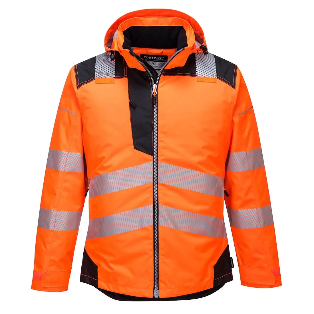 Pw3 Hi Vis Winter Jacket T400 - Orange Black - Customisable Insulated Jackets