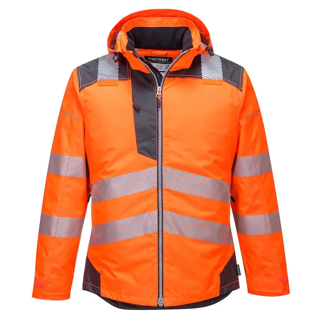 Pw3 Hi Vis Winter Jacket T400 - Orange Grey - Customisable Insulated Jackets