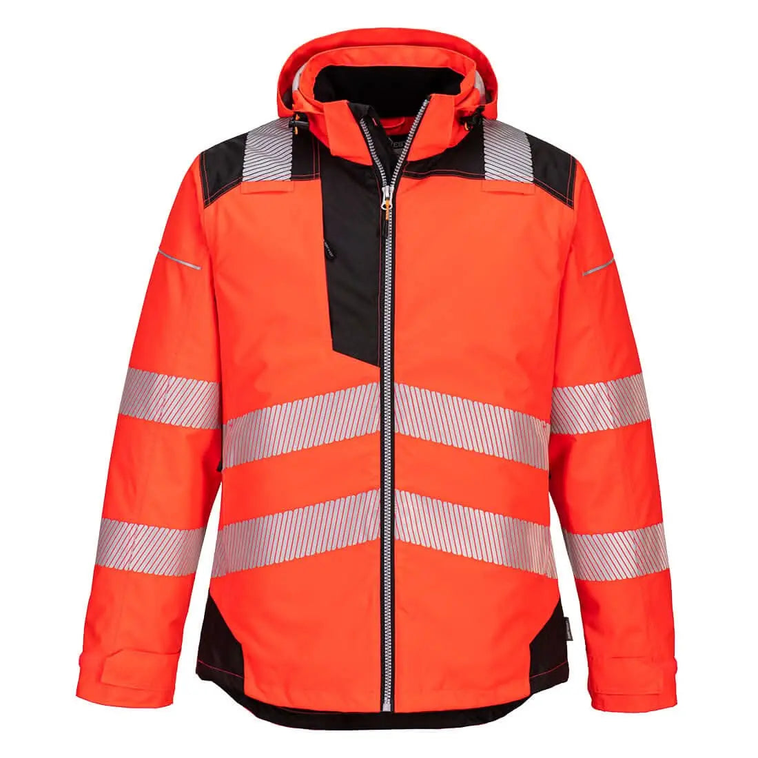 Pw3 Hi Vis Winter Jacket T400 - Red Black - Customisable Insulated Jackets