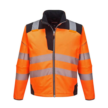 Pw3 Hi Vis Softshell (3 L) T402 - Orange Black - Customisable Softshell Jackets